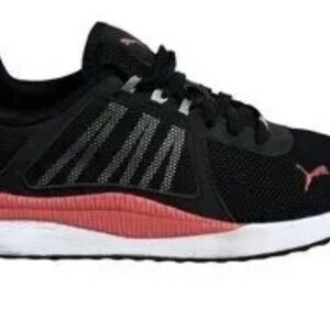 Puma Black and Pink Pacer Net Athletic Shoes